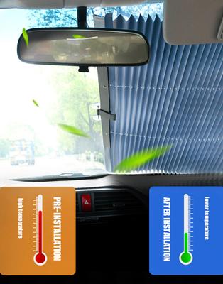Car Retractable Curtain with UV Protection Cool Windshield Sunshade Folding Car Heat Shield for