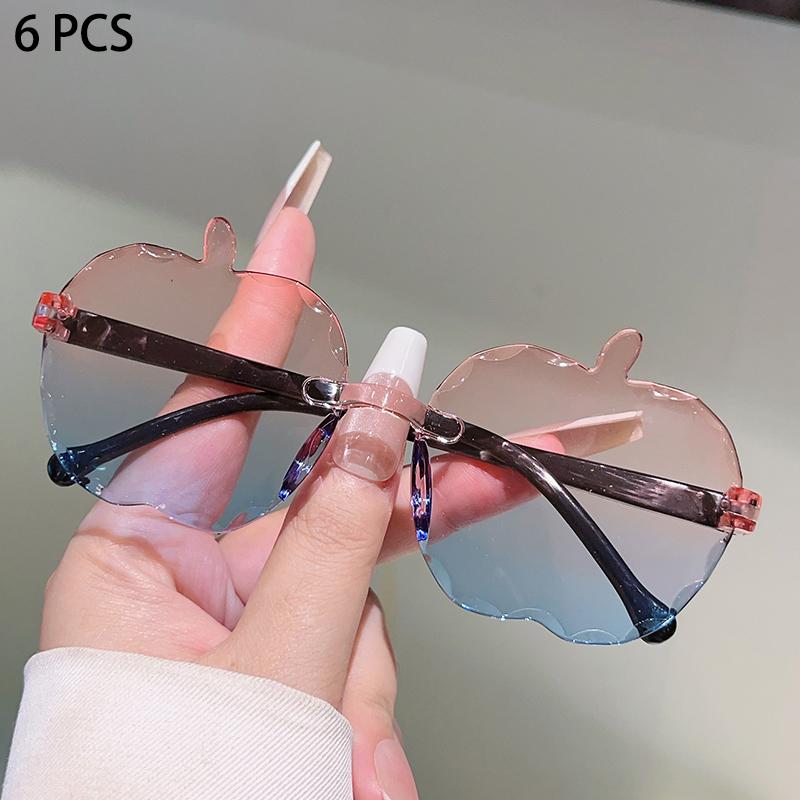 1/6 Pcs Rimless Cute Kids Sunglasses  New Fruit Shaped Decor Shades for Children Ins Trendy Gradient Multi-color Sun Glasses