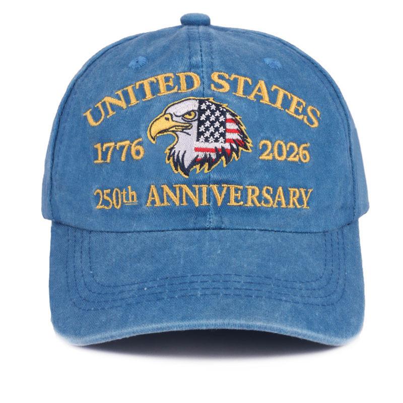 

250th Anniversary American Flag Embroidered Baseball Cap With Breathable Cotton For Summer Fans Flag Blue
