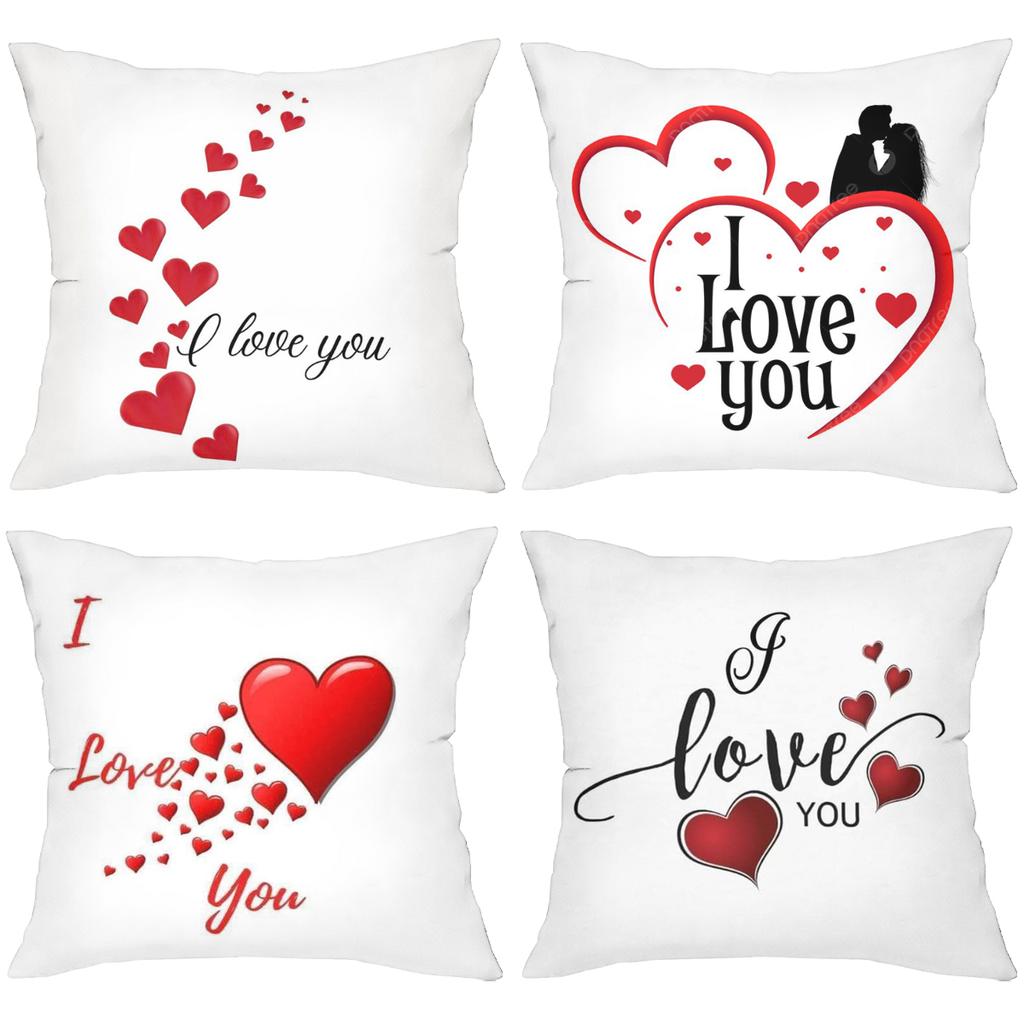 I Love You Heart-Shaped Pattern Throw Pillows Polyester pillowcase, sofa decorative cushion cov Headboard Pillow