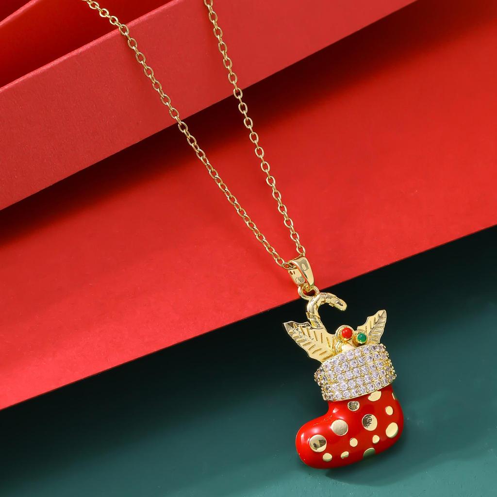 Festive Socks, Hat, Gloves & Necklace Set - Non-Fading European & American Hot Selling Jewelry