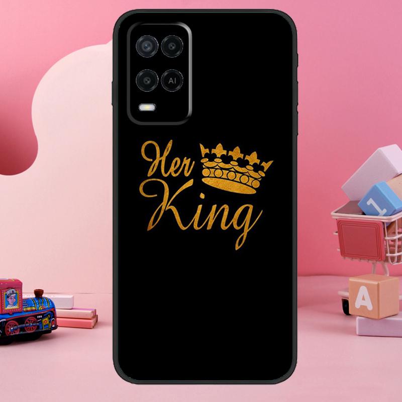 King Queen Couple Lovers Case For Oppo A5 Pro A15 A17 A57 A77 A18 A38 A58 A78 A98 A94 A74 A54 A16 A76 A96 A40 A60 A80