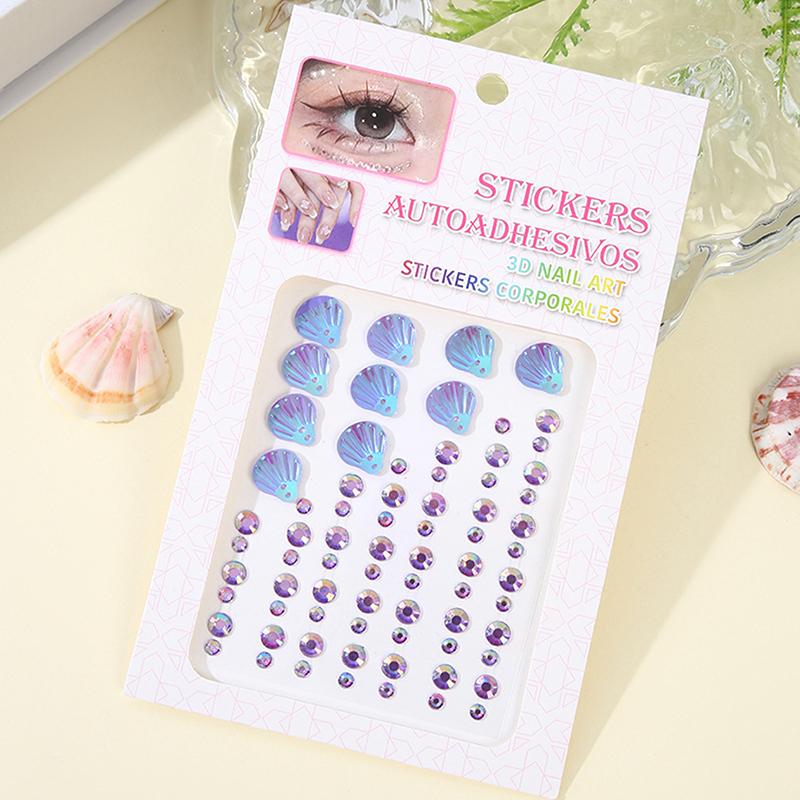 Shell Crystal Tattoo Sticker Glitter Eyeliner Eyebrow Makeup Face Diamond Temporary Tattoo Butterfly Rhinestone Eyeliner Sticker