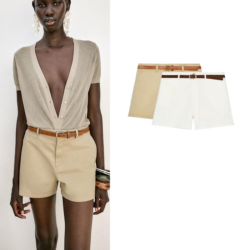 Summer New Product Women's Clothes Fashion Wind Waist Loose with Belt Pleated Comfort and Casual Shorts 2943898