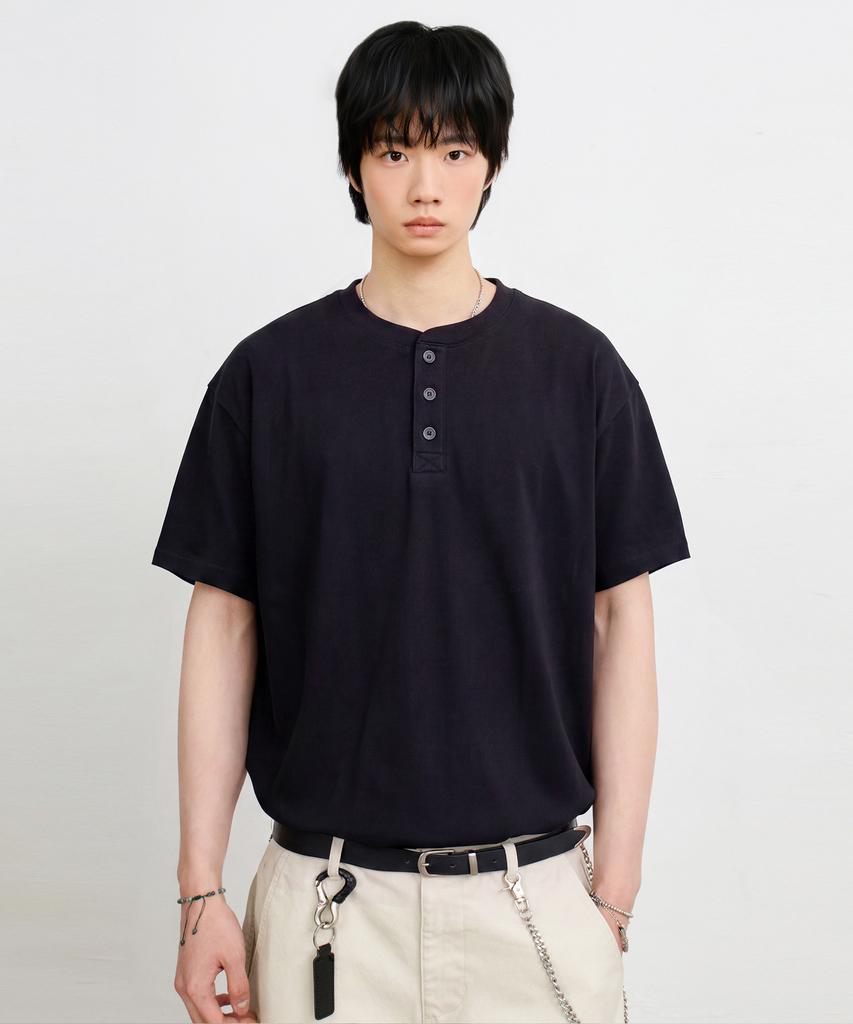 Dimiteulibeullaeg [10Th Anniversary Special] © Everyone'S Hydrogen-Sewing Short Sleeve T-Shirt (Coolmax® Fabric)_Henley Neck 5 Colors