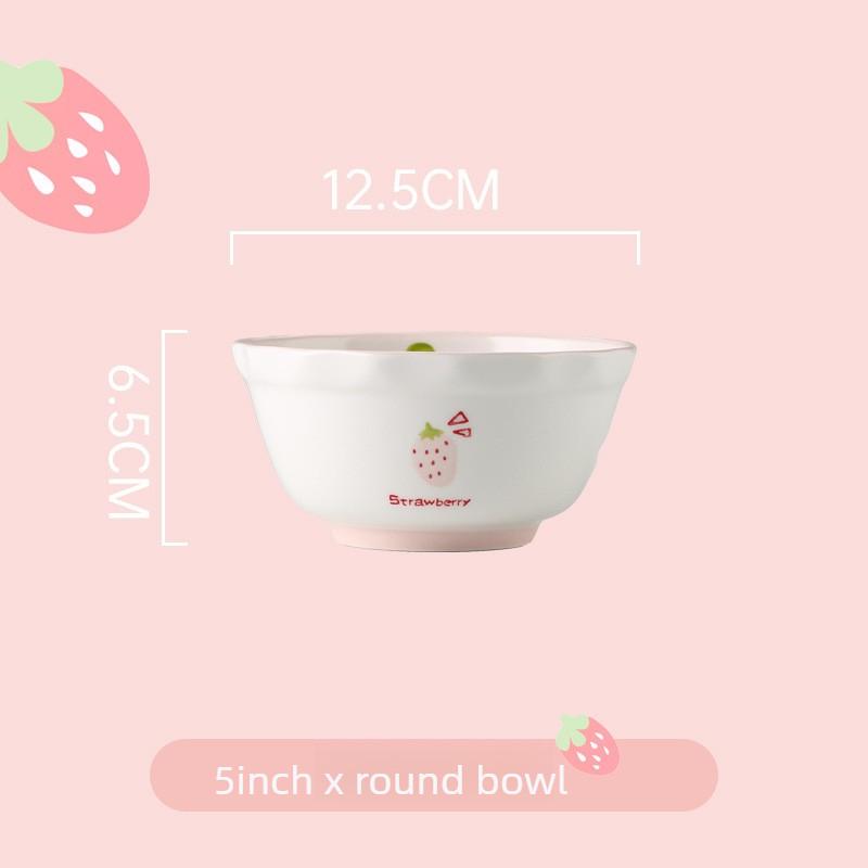 Strawberry Ceramic Tableware Cute Bowl Plate Home Plate Vegetable Plate Creative Personality Internet Celebrity Ins fruit bowl