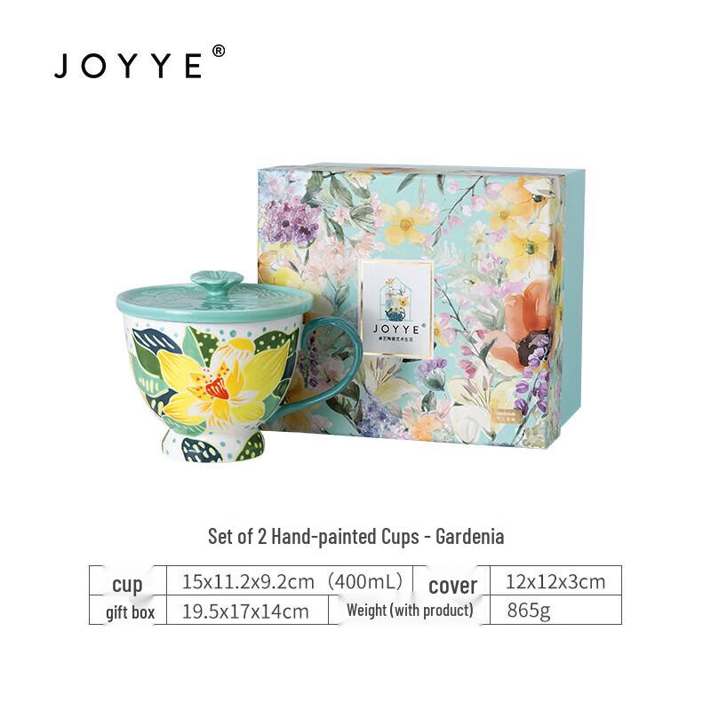 

JOYYE Underglaze Hand-Painted Ceramic Mug with Lid