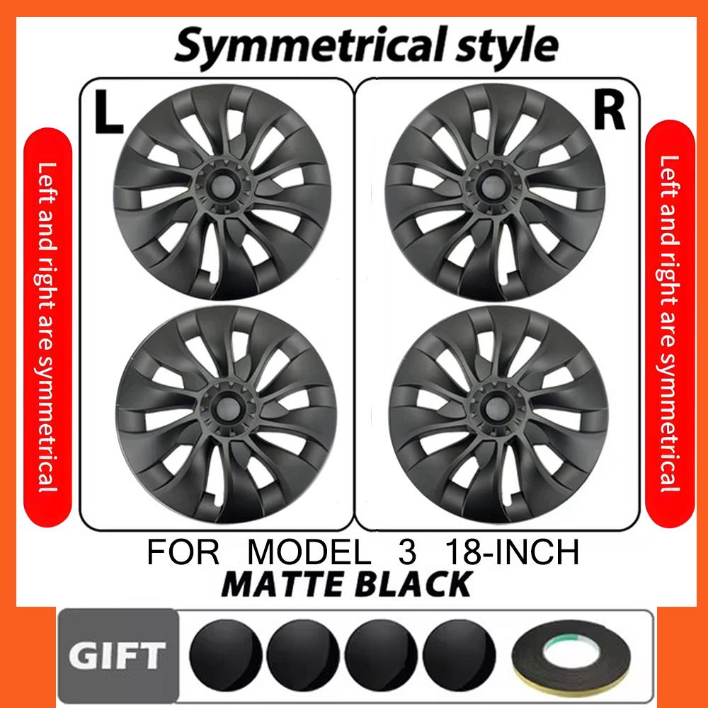 For Tesla Model 3 18 Inch 2018-2025 4PCS Car HubCap Replacement Performance Wheel Cover Cap Automobile Full Rim Cover Kits Part
