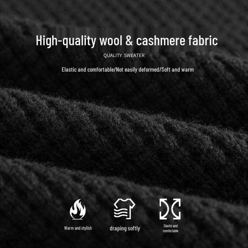 LUOSI Men's Thickened Old Money Style Lapel Wool Sweater