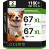 67XL Ink Cartridges Black/Color Combo Pack Replacement for HP Ink 67 67XL Ink Cartridges Work for HP DeskJet 2755e 2700 2855e 2842e 2800 4155e 4255e