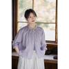 Endless Summer Women's Purple Linen Shirt with Ruffle Lace Collar