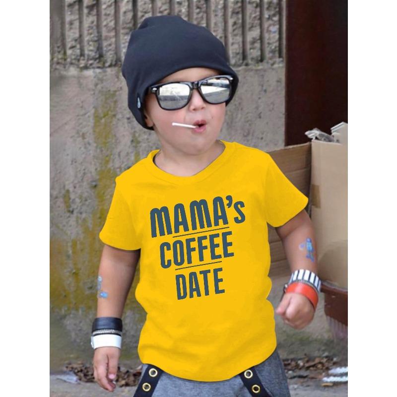 

European size boys round-neck short-sleeved T-shirt with unique English patterns 164cm жовтий