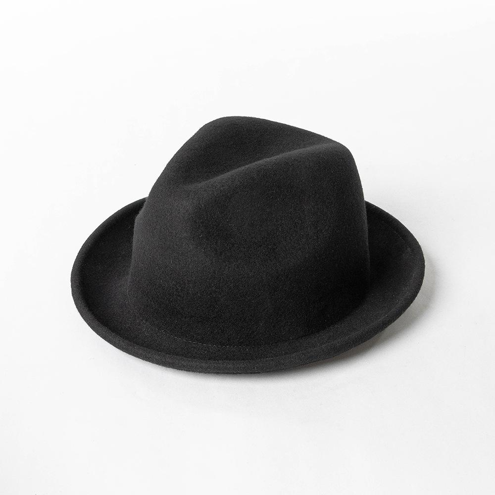 Autumn and Winter New Fashion and Leisure Warped Edge Short Brim Wool Jazz Hat Outdoor Shopping Warm British Top Hat Tide