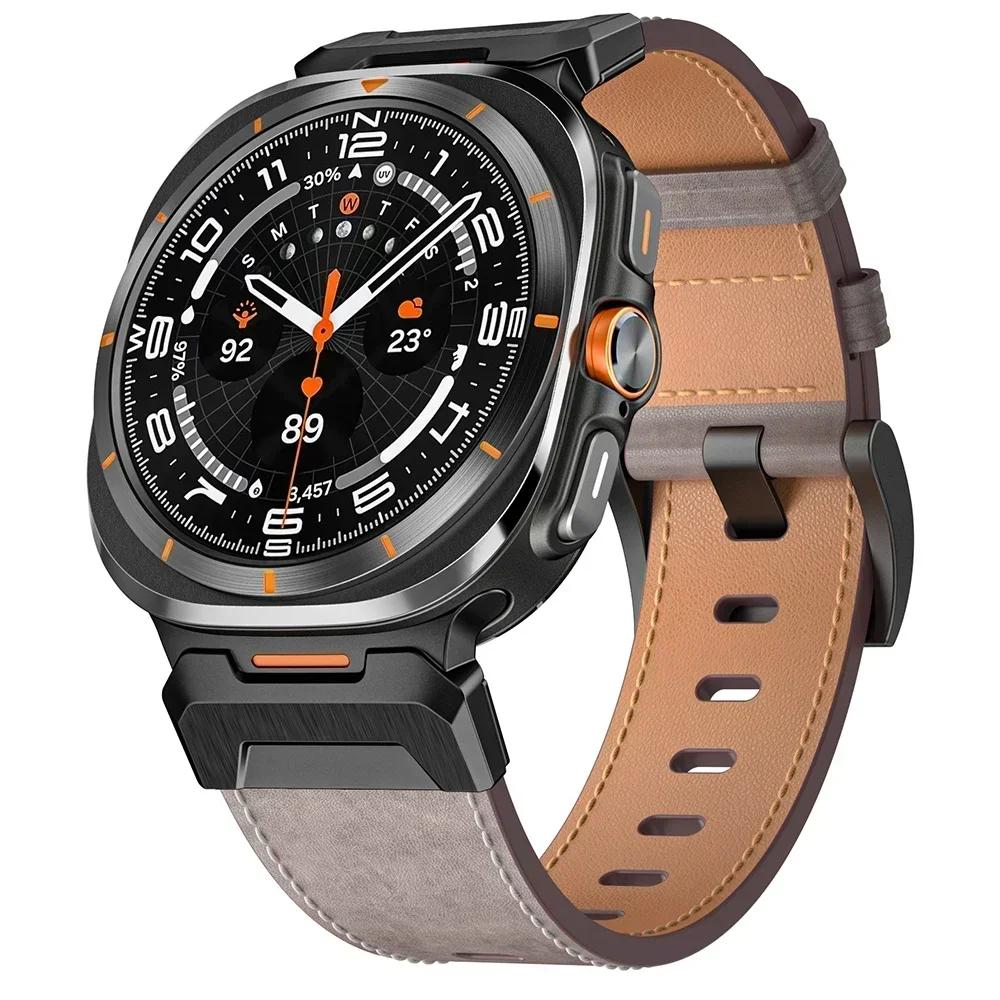 Läderarmband för Samsung Galaxy Watch Ultra 2025 2024 hästlärsrem för SAMSUNG GALAXY ULTRA 47MM klockarmband