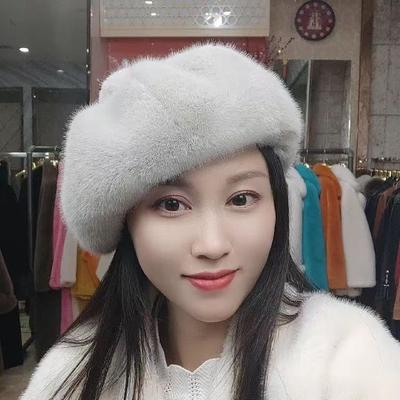 New Imitation Mink Hair Pumpkin Beret Fashionable Versatile Autumn and Winter Foreign Style Women's Hat