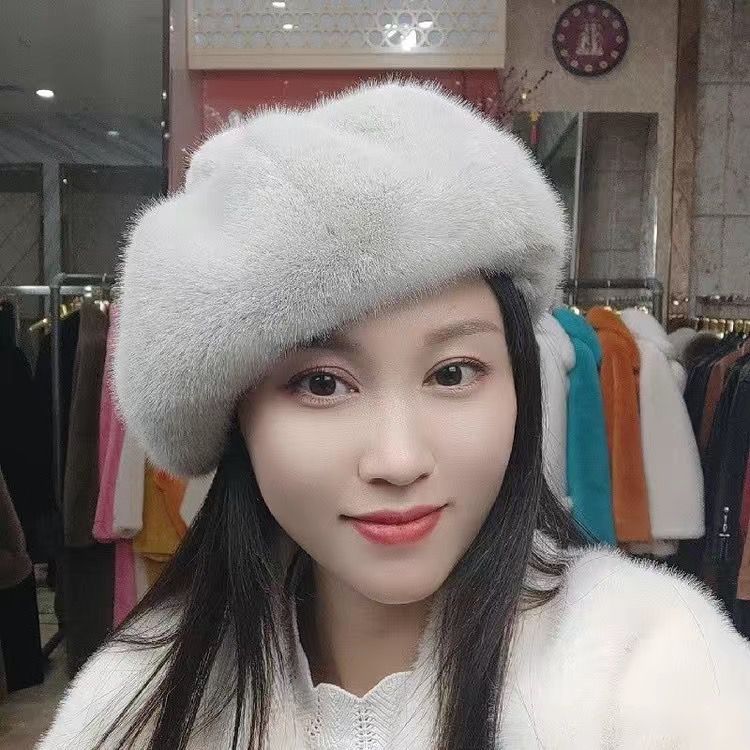 New Imitation Mink Hair Pumpkin Beret Fashionable Versatile Autumn and Winter Foreign Style Women's Hat