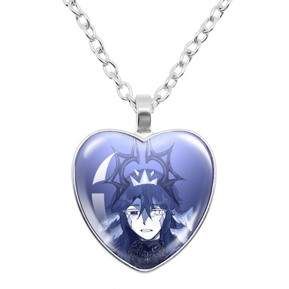 Game Forsaken Azure Anime Azure x Two Time Fanart Funny MeMe Glass Heart Shape Pendant Necklace Jewelry Charm Collect Gift