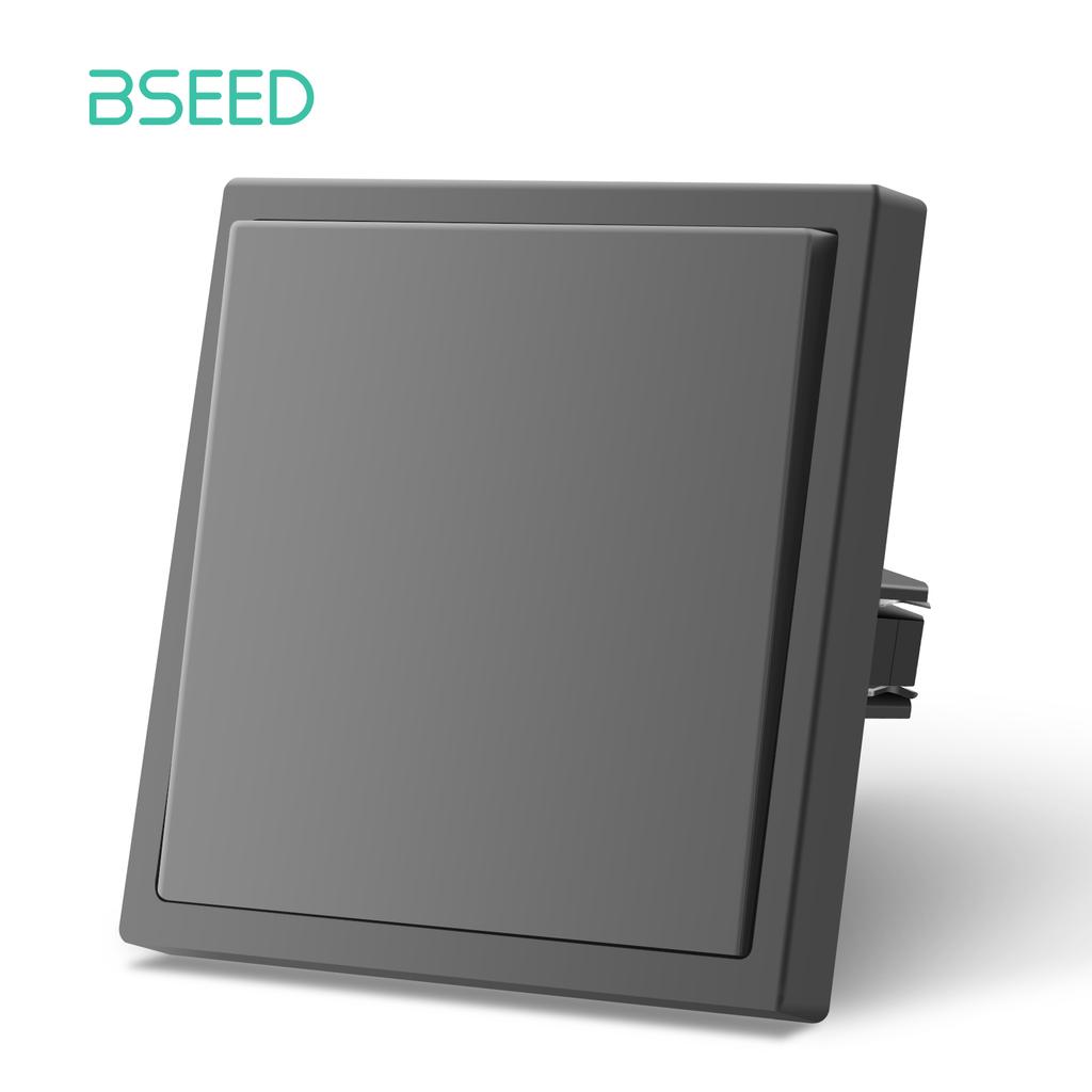 BSEED Mechanical 1/2/Gang Wall Light Switch 1Way With EU Sockets Power USB Power Outlets Plastic Panel No Led Lights Gray Series