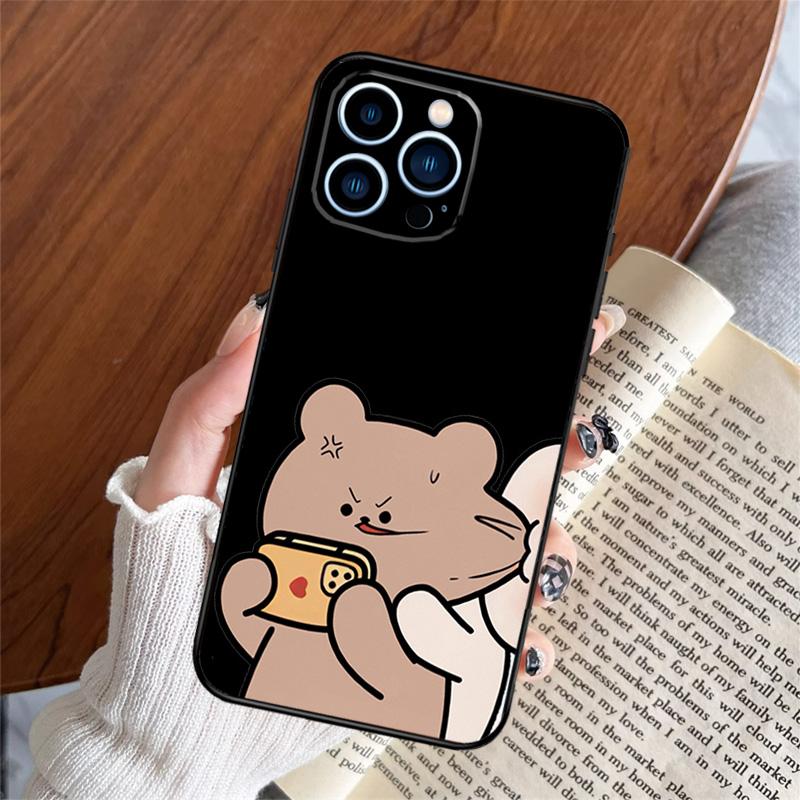 Funny Animal Dog Cats Tiger Couple Phone Case For iPhone 16 15 14 13 12 11 Pro Max Plus 12 13 Mini XR 16e Funda Silicone Cover