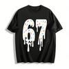 Fun Frosting Drip Number 67 Print Casual Short Sleeve Pure Cotton T-shirt