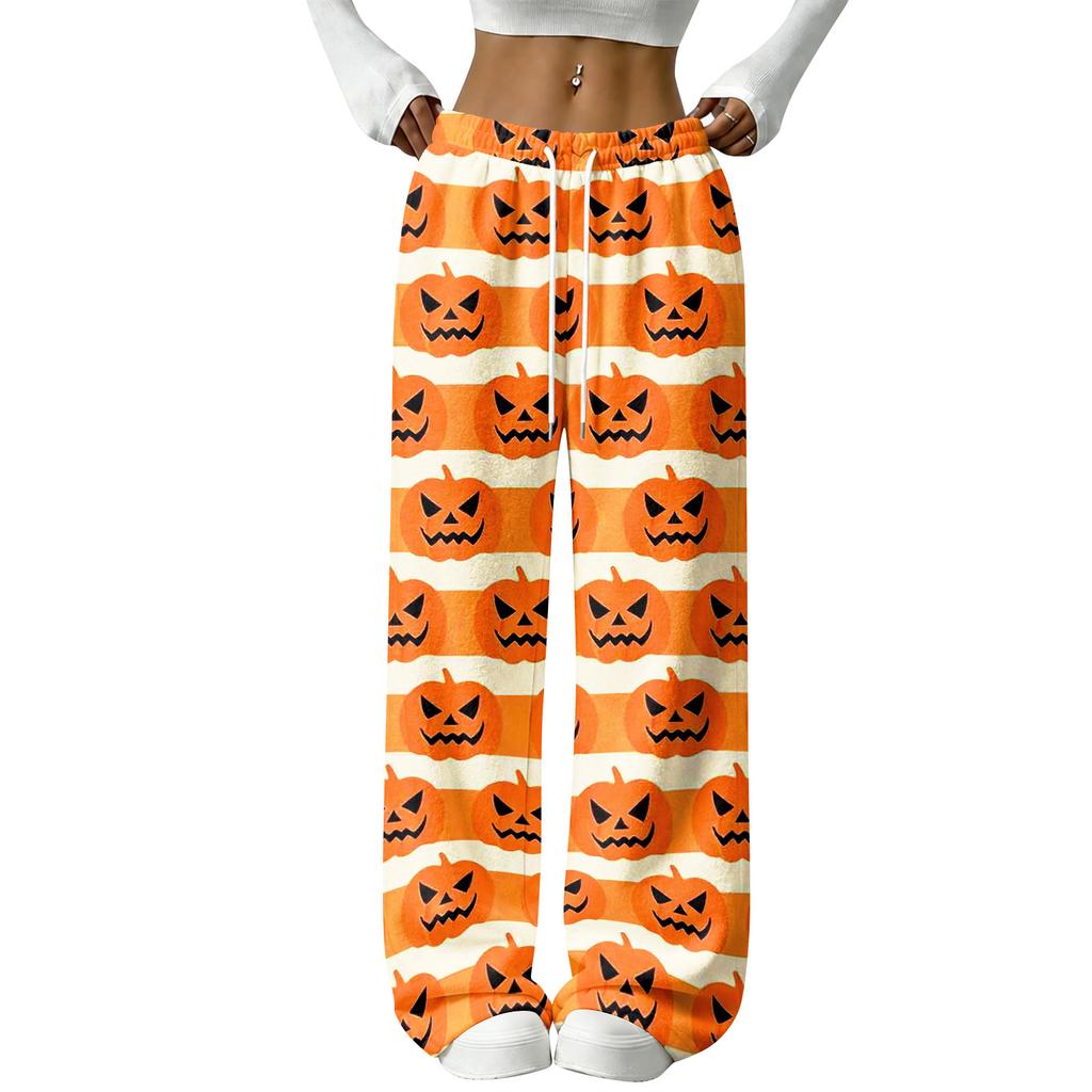 Women's Straight Leg Flannel Pajama Pants for Halloween Comfortable Wear