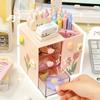Kawaii Desk Pen Holder Pencil Storage Box Desktop Stationery Ins Organizing Box Cute Drawer Pen Holder MultiFunctional Organizer