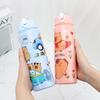 800ml Cartoon Capybara Water Bottle Plastic Water Cup Portable Large Capacity With Straw Sports Water Bottle Outdoor Tableware
