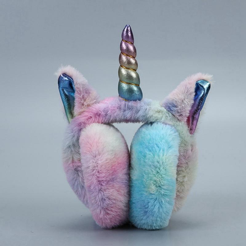 

Наушники теплые детские Tie Dye красочные Единорог мягкие меховые наушники популярные плюшевые детские уши крышка прекрасный головной убор