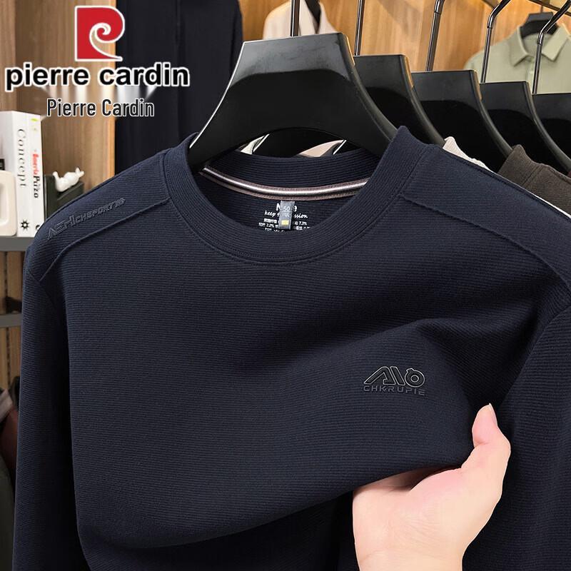Pierre Cardin Bluză casual pentru bărbați, cu mânecă lungă și gât rotund