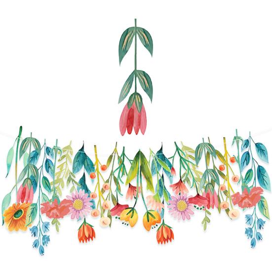 Yousheng DIY Spring Flower Banner Handmade Paper Fairy Leaves Floral Hanging Garland Wedding Baby Shower Birthday Party Backdrop