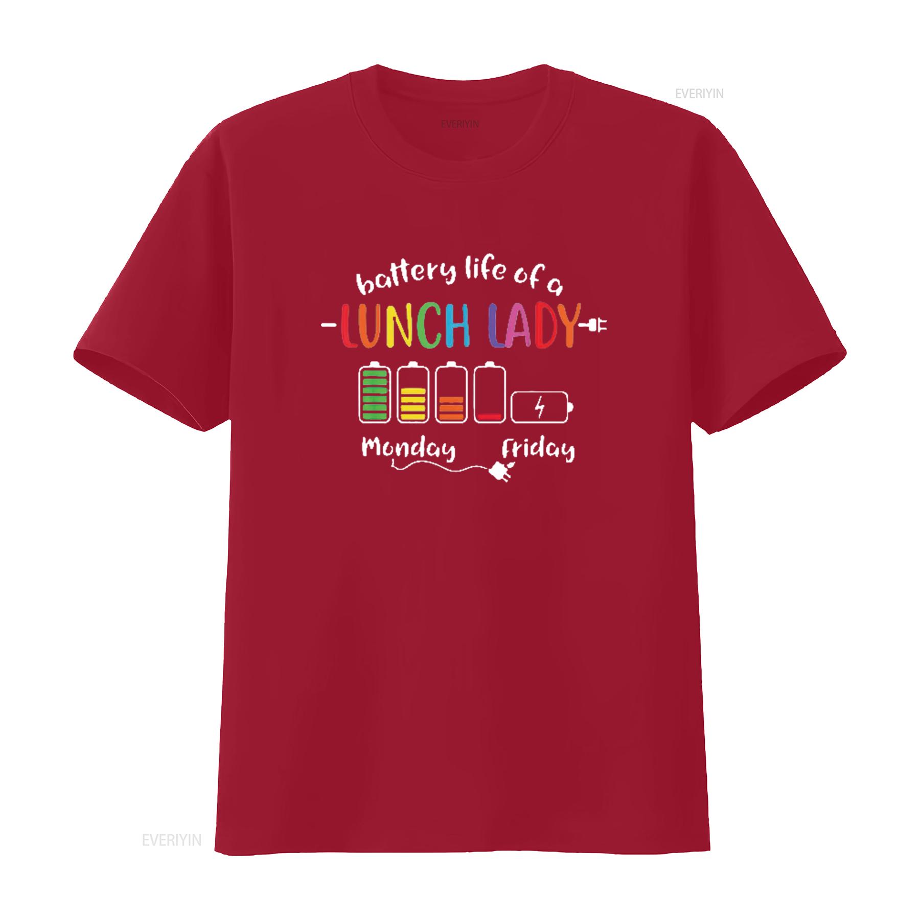 Battery Life Of A School Lunch Lady Cafeteria Worker Funny Womens T Shirt Black L vintage Washed Stretched Breathable homme S