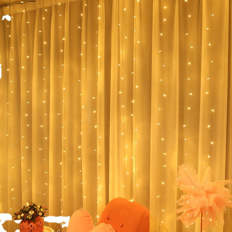 3x3m LED Curtain Colored Fairy Lights - Starry Waterfall Effect for Christmas