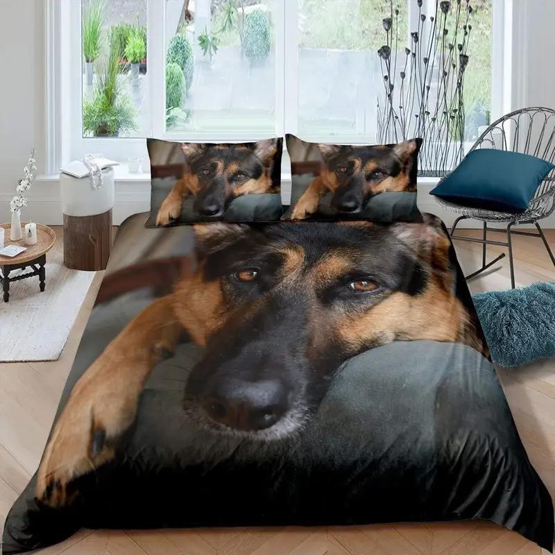 Dog-Themed Duvet Cover Set, Soft, And Breathable, Featuring Animal Print Bedding,Cute Dog Pattern Duvet Cover Set, Polyester