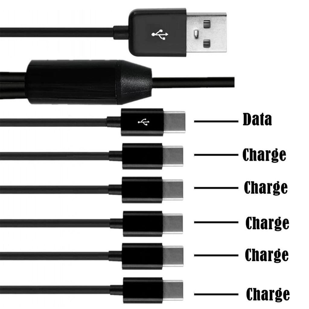 USB2.0 Type A Male to 6 Type-C UsbC Male Y Splitter Data Sync and Charging Connector Adapter Cable 0.5m/1.5m
