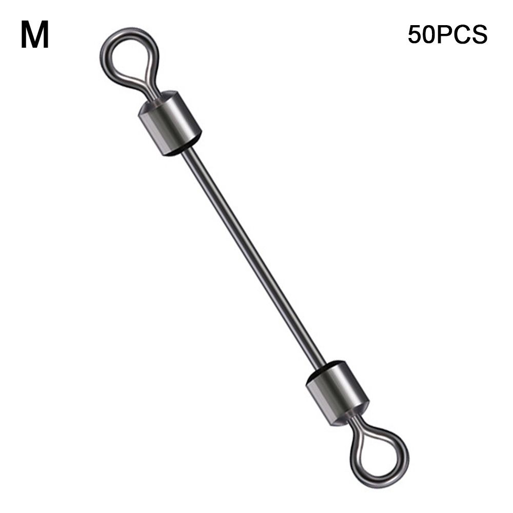 

50pcs Solid Ring Heavy Duty Ball Bearing Barrel Double Rolling Fishing Swivel Connector M