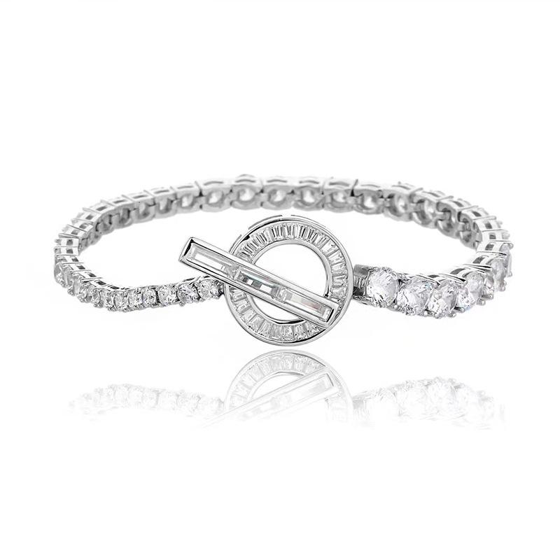 

Xiancan 2024 S925 Silver Asymmetrical Full Diamond Bracelet 17cm
