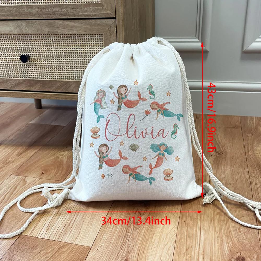 Personalized Goodie Bag Drawstring Backpack Kids Gym Swimming Bag Birthday Baby Shower Party Kindergarten Gift Back To School