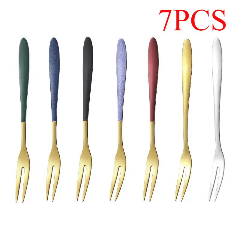 

7 шт. 304 нержавеющая сталь вилка для фруктов десертные вилки для торта салатные вилки для вечеринки кухонная посуда бенто коробка аксессуары фруктовая вилка