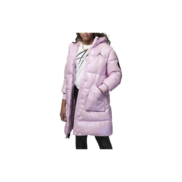 (GS) Air Jordan Long Down Hooded Coat Pink Kids FB0334-640 XL