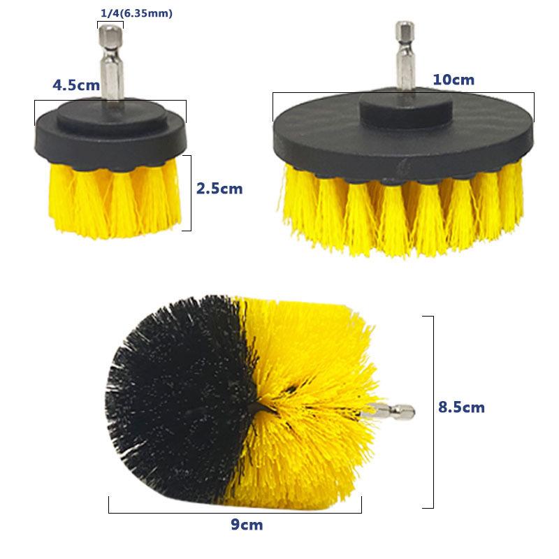 3-Piece Electric Drill Brush Head Set for Home & Car Cleaning