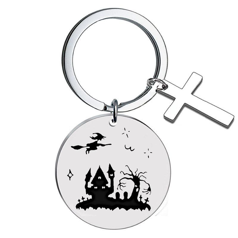 Edelstahl Schlüsselanhänger Geist Halloween Geschenk Europäischer und Amerikanischer Schriftzug Schlüsselanhänger Rucksackanhänger