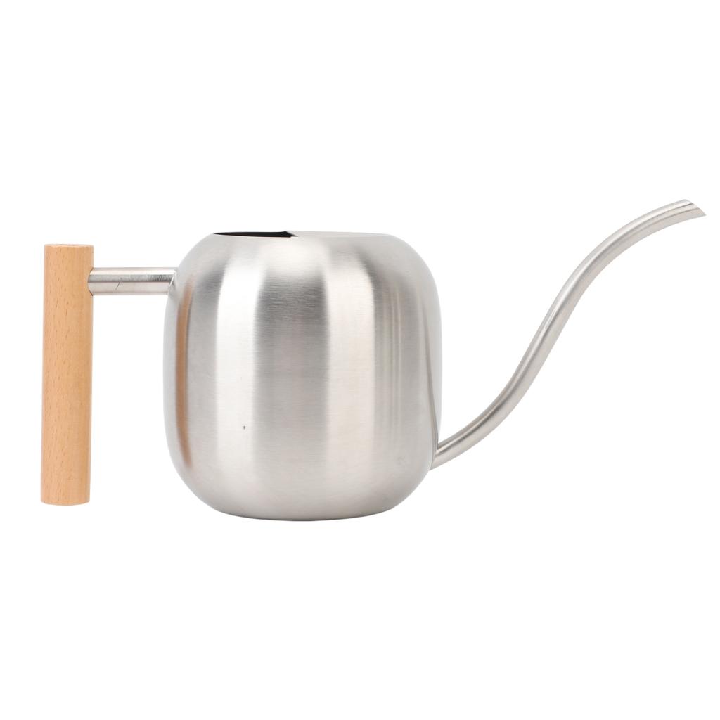 Watering Can Stainless Steel Long Spout Splash Proof with Wood Handle Plant Watering Can for