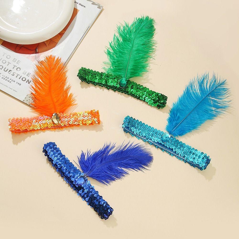 1920s Feather Headpiece Vintage Gatsby Headpiece Sequins Headbands  Halloween Costume Accessory