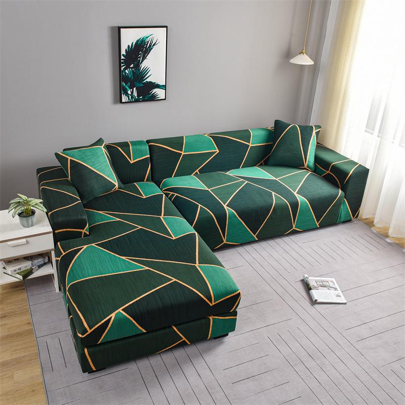 Geometric Elastic Sofa Cover Slipcovers L-Shaped Corner Sofa Couch Cover Armchair Sofa Cover 1/2/3/4 Seater for Living Room 1PC