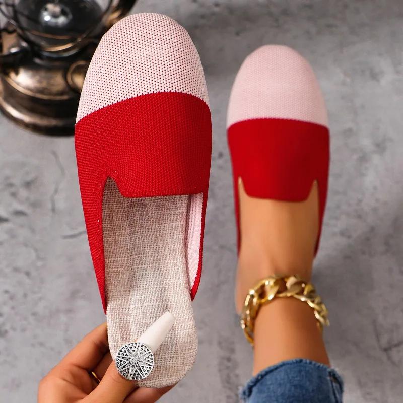 

2024 Женская обувь Лидер продаж Высококачественные женские тапочки Модные цветные носки на низком каблуке Большие размеры женские тапочки 35