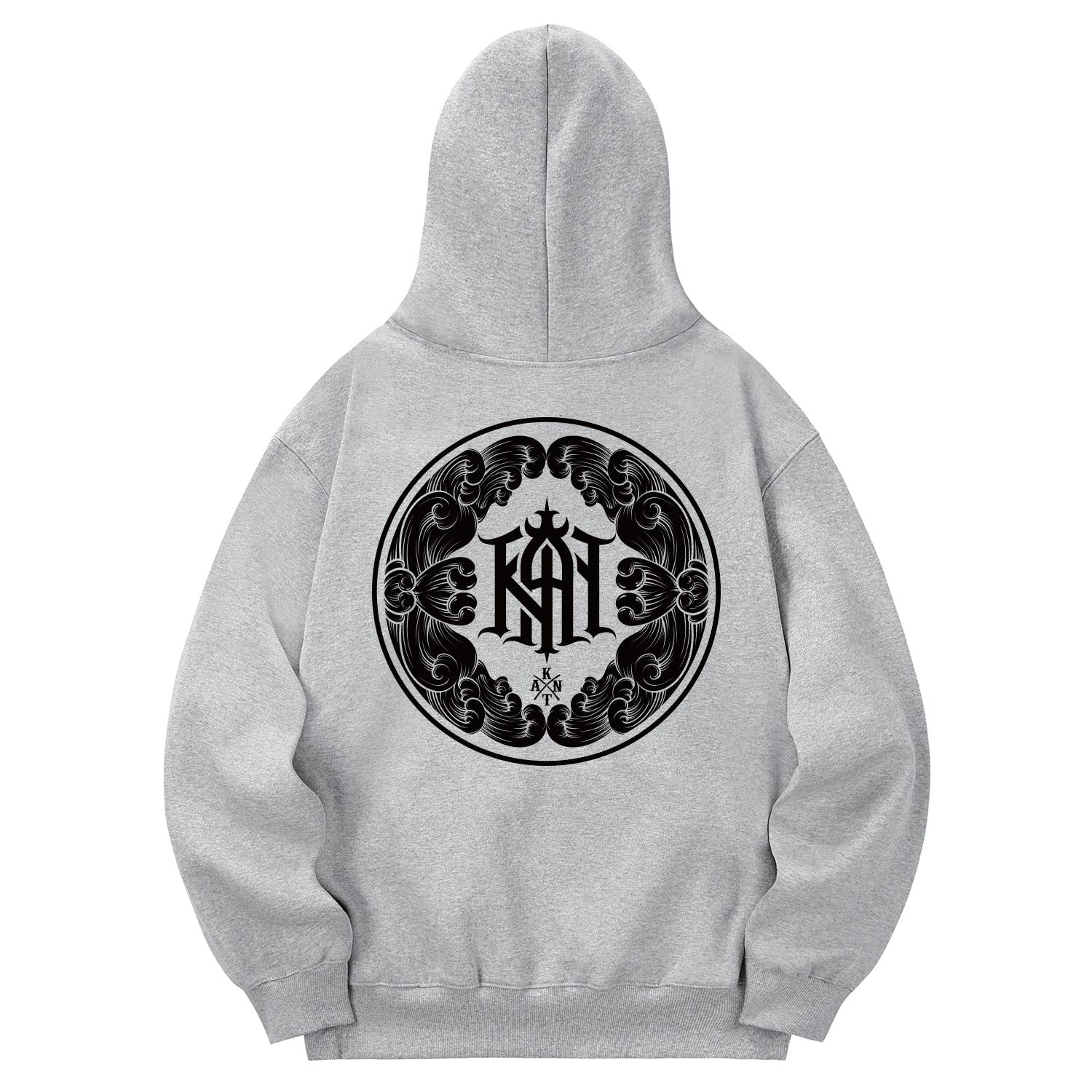 Khan 6312 Khg0118 Flower Khan Fleece-Lined Hoodie - Gray L