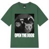 Open The Door Funny Cats Meme Tshirt Men Women Hip-hop Clothing T-shirts Short-sleeved Loose Casual Cotton T-shirts Streetwear
