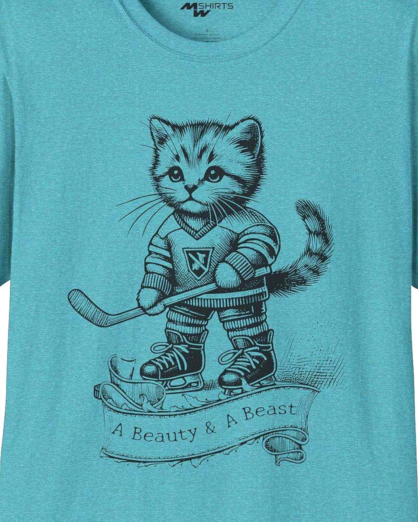 A Beauty & A Beast/ Ice Hockey Kitten T-Shirt/ Unisex Softstyle T-Shirt 4XL