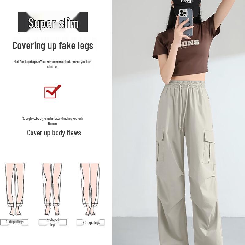 MJ STYLE Women's High-Waist Straight-Leg Cargo Pants