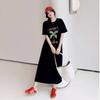 Women's Short-sleeved T-shirt Dress Summer Loose Look Lazy Over The Knee Long Dress